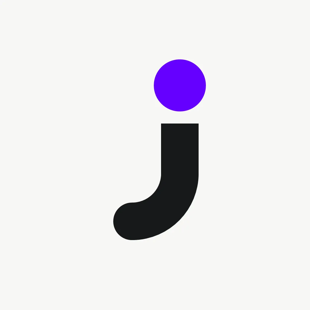 Jorvi mark in ink on a light field with a violet dot